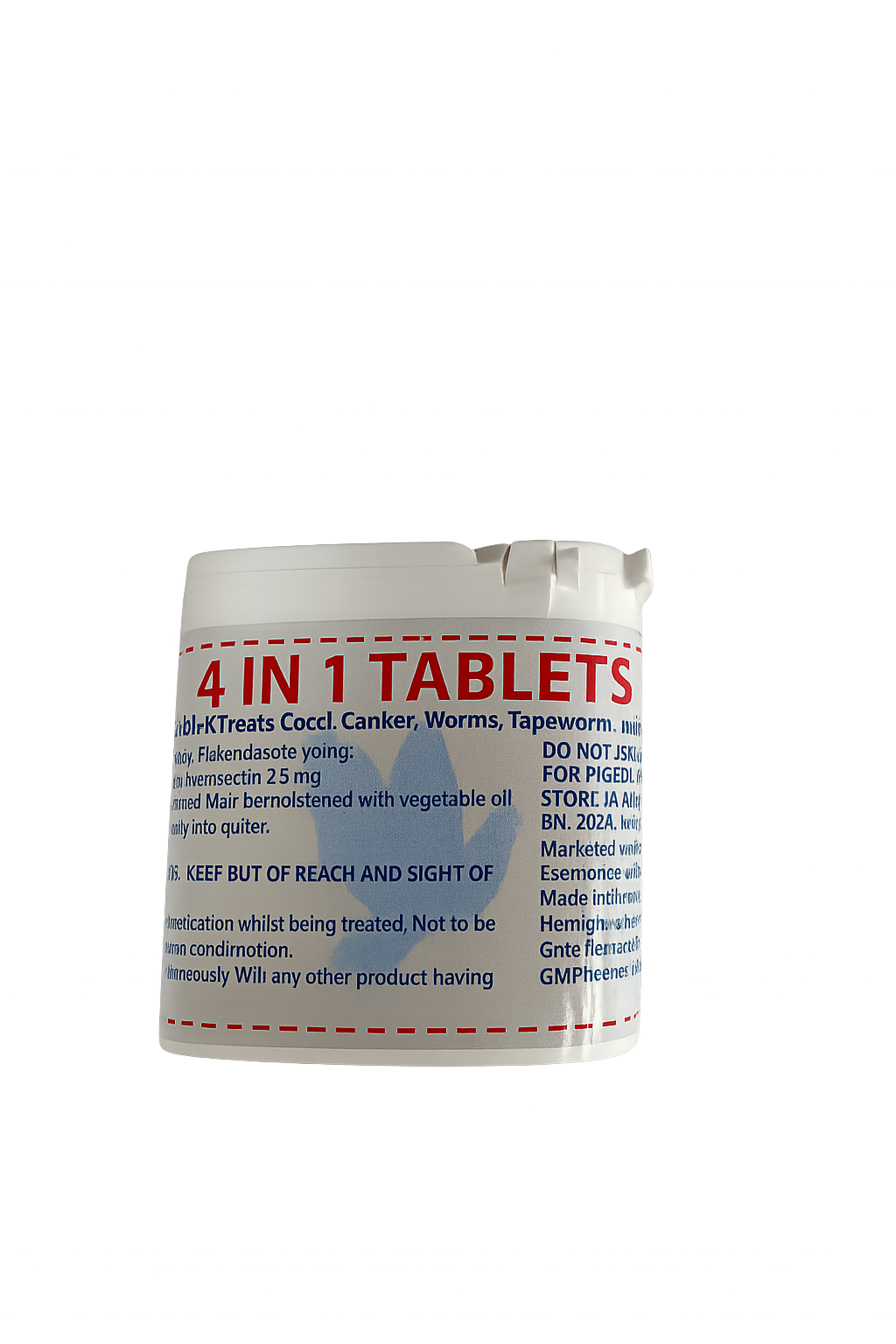 4 IN 1 TABLETS (50) ( COCCI, CANKER, WORMS, TAPEWORMS). (OUT OF STOCK (DISCONTINUED)