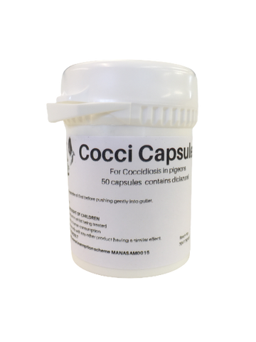 Cocci capsules 50 birds  BATCH NO: 236760 EXP: 12/24